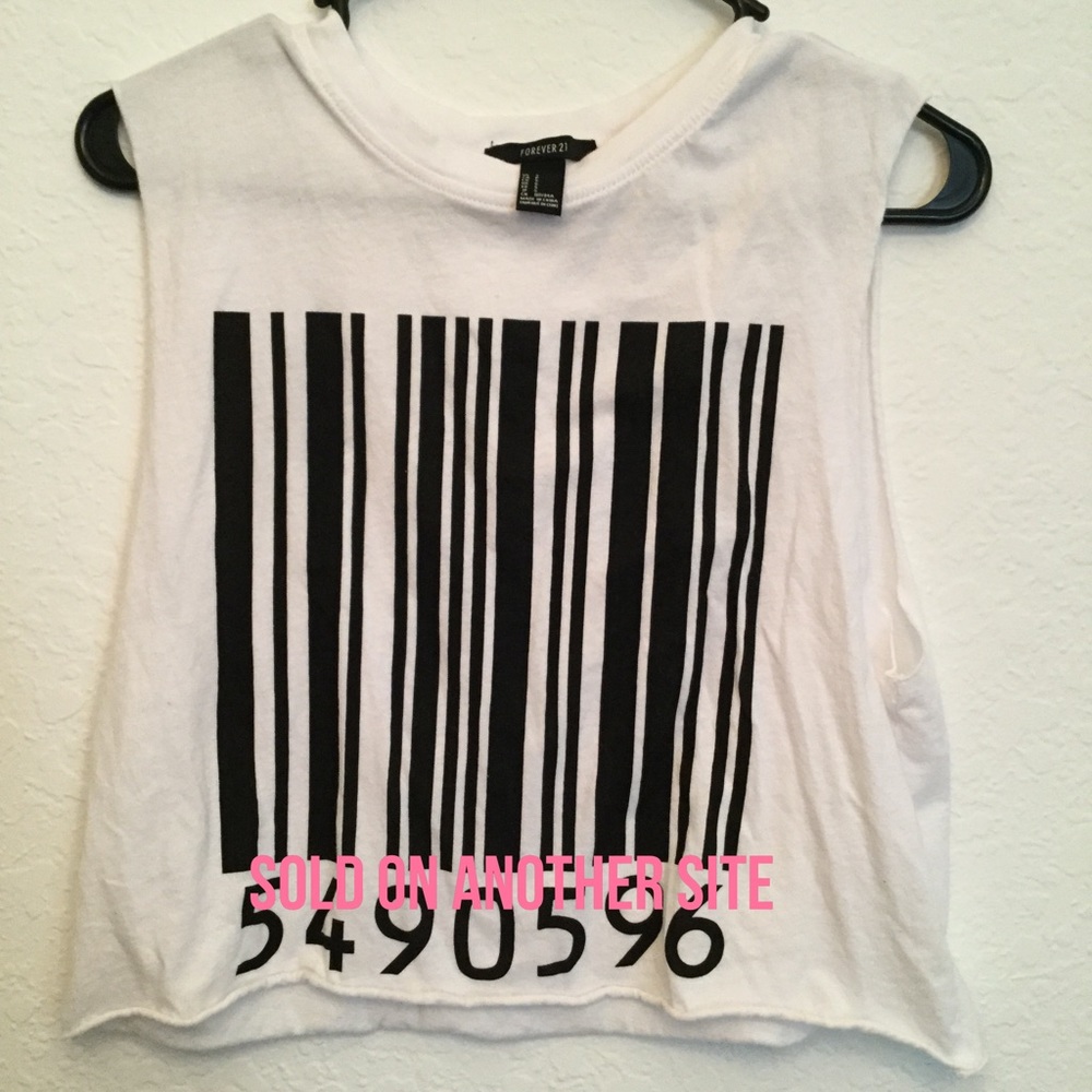 Forever 21 Barcode Print Crop Top